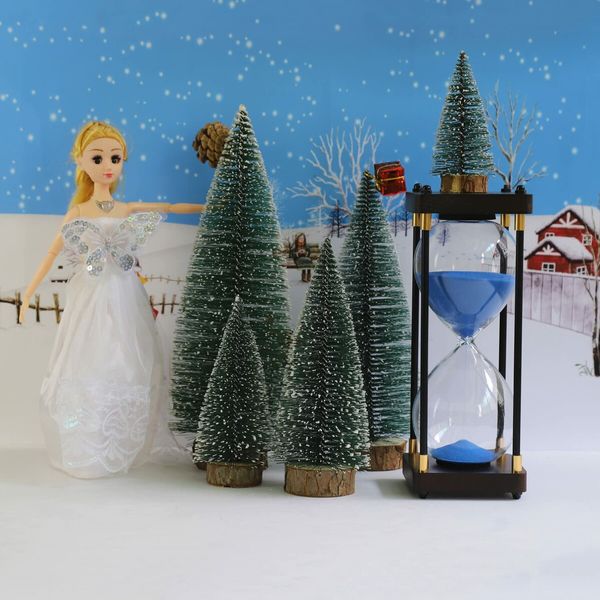 Bottle Brush Christmas Trees Mini Christmas Trees Small Christmas Trees Mini Pine Trees Desktop Miniature Christmas Trees with Snow and Wooden Base for Crafting Decorations (Tree Green 4pcs)