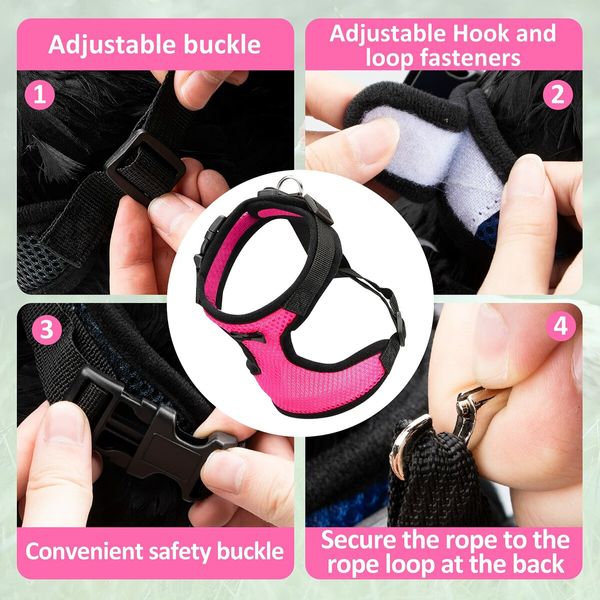 Chicken Harness with Leash,Upgraded Double Adjustment Chicken Harness and Leash Set for Hens,Duck,Goose,Small Pet (Pink,L)