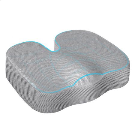 STARRY EUCALYPT Seat Cushion Memory Foam Pillow Pad Car Office Back Pain Relief Mesh Grey