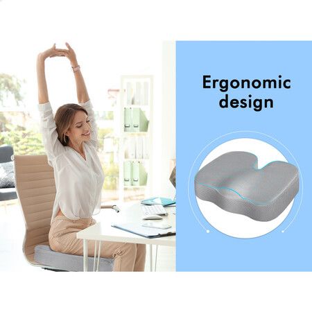 STARRY EUCALYPT Seat Cushion Memory Foam Pillow Pad Car Office Back Pain Relief Mesh Grey