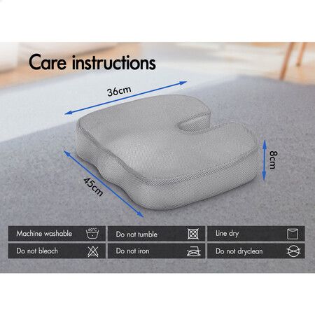 STARRY EUCALYPT Seat Cushion Memory Foam Pillow Pad Car Office Back Pain Relief Mesh Grey