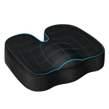 STARRY EUCALYPT Seat Cushion Memory Foam Pillow Pad Car Office Back Pain Relief Mesh Black