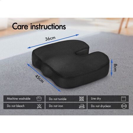 STARRY EUCALYPT Seat Cushion Memory Foam Pillow Pad Car Office Back Pain Relief Mesh Black