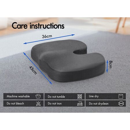 STARRY EUCALYPT Seat Cushion Memory Foam Pillow Pad Car Office Chair Back Pain Relief Grey