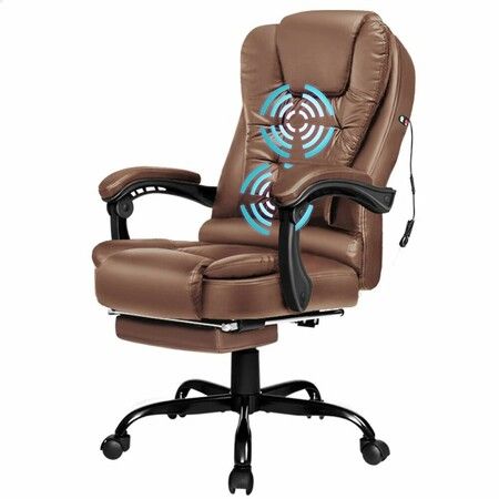 ALFORDSON Massage Office Chair Executive Gaming PU Leather Work Seat Brown