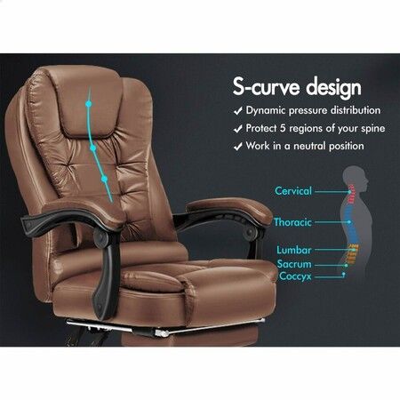 ALFORDSON Massage Office Chair Executive Gaming PU Leather Work Seat Brown