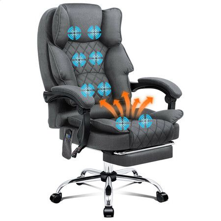 ALFORDSON Massage Office Chair Heated Fabric Seat Executive Racing Computer