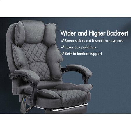 ALFORDSON Massage Office Chair Heated Fabric Seat Executive Racing Computer