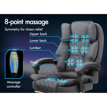 ALFORDSON Massage Office Chair Heated Fabric Seat Executive Racing Computer