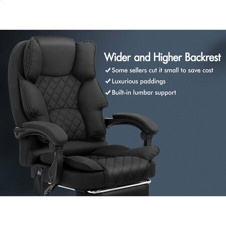 ALFORDSON Massage Office Chair Heated Fabric Seat Executive Gaming Computer