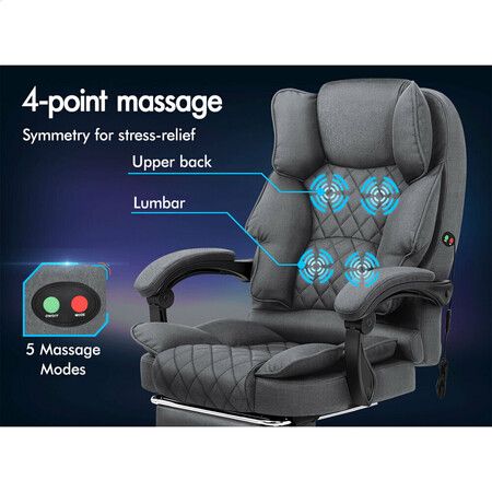 ALFORDSON Massage Office Chair Fabric Executive Recliner Gaming Computer Seat