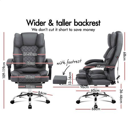 ALFORDSON Massage Office Chair Fabric Executive Recliner Gaming Computer Seat