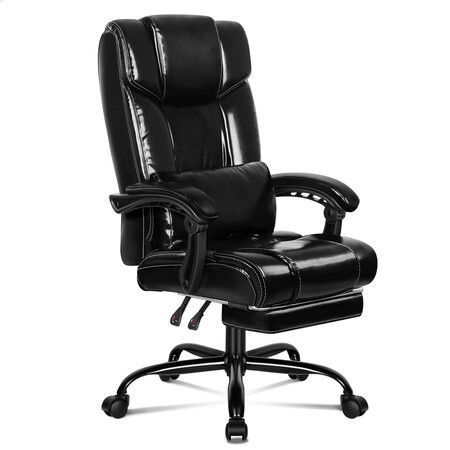 ALFORDSON Office Chair Executive Computer Gaming PU Leather Seat Recliner Black