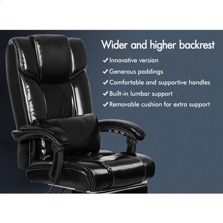 ALFORDSON Office Chair Executive Computer Gaming PU Leather Seat Recliner Black