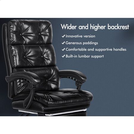 ALFORDSON Office Chair Executive Computer PU Leather Seat Work Recliner Gaming Black