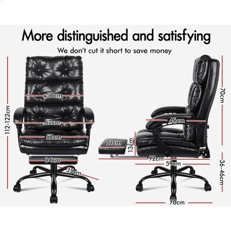 ALFORDSON Office Chair Executive Computer PU Leather Seat Work Recliner Gaming Black