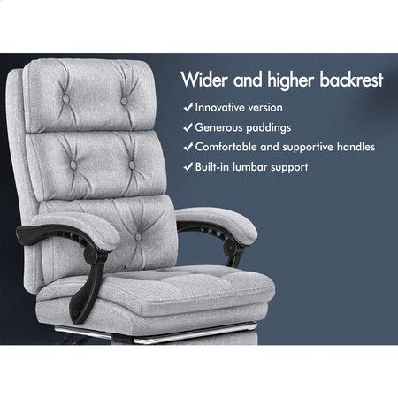 ALFORDSON Office Chair Executive Computer Fabric Work Seat Recliner Gaming Grey