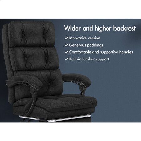 ALFORDSON Office Chair Executive Computer Fabric Seat Recliner Gaming Black