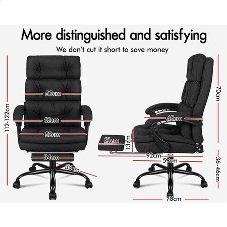 ALFORDSON Office Chair Executive Computer Fabric Seat Recliner Gaming Black