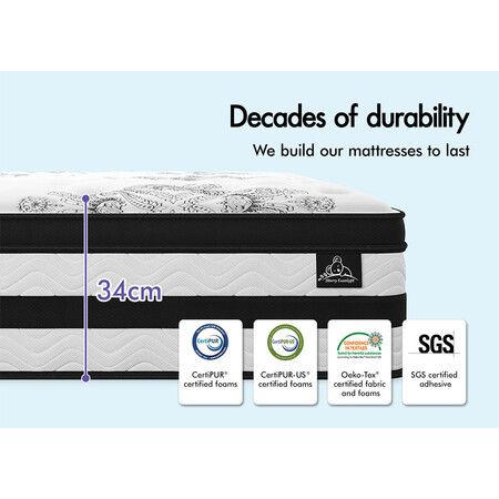 STARRY EUCALYPT Mattress Pocket Spring Single Size Latex Euro Top 34cm 5 zone