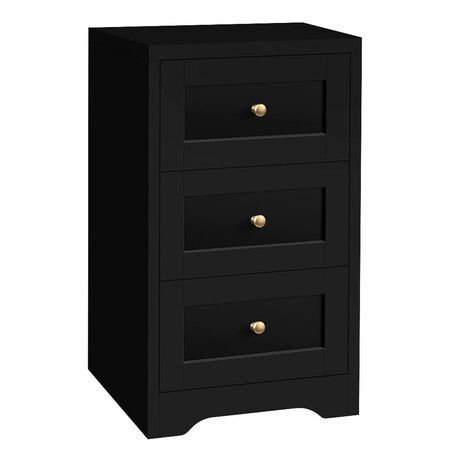 ALFORDSON Bedside Table Hamptons Storage Nightstand Side End Cabinet Black