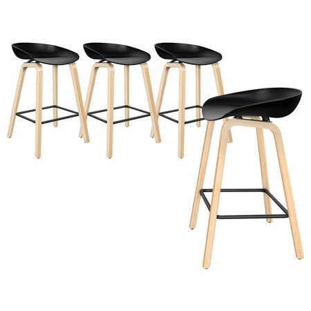 ALFORDSON 4x Kitchen Bar Stools Bar Stool Counter Wooden Chairs Black Wade