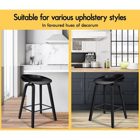 ALFORDSON 4x Kitchen Bar Stools Bar Stool Counter Wooden Chairs All Black Wade