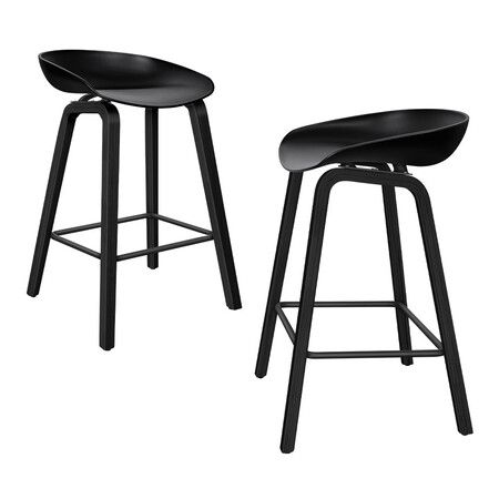 ALFORDSON 2x Kitchen Bar Stools Bar Stool Counter Wooden Chairs All Black Wade