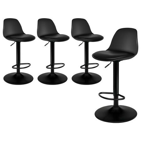 ALFORDSON 4x Bar Stools Kitchen Swivel Chair Leather Gas Lift Philip BLACK