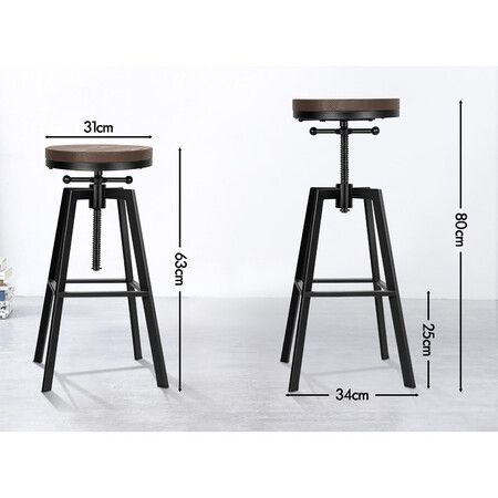 ALFORDSON 4x Bar Stool Retro Kitchen Vintage Chair Industrial Rustic Ezra