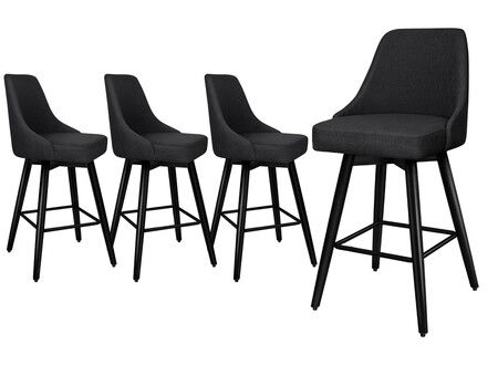 ALFORDSON 4x Swivel Bar Stools Kitchen Dining Chair Cafe Wooden All Black