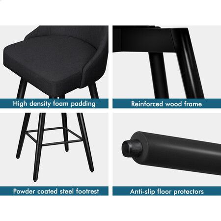 ALFORDSON 4x Swivel Bar Stools Kitchen Dining Chair Cafe Wooden All Black