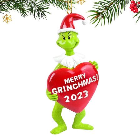 2023 Christmas Grinch Ornaments, 3D Christmas Hanging Ornament, Funny Christmas Tree Decorations (Green)