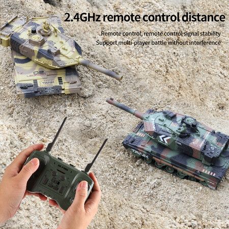 Remote Control Tank for Boys,RC Tank,  Material with Smoke Effect, Lights  Realistic Sounds,1:24 M1A2 Battle Tank Toy,Great Gift Toy for Kids