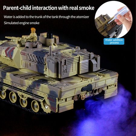 Remote Control Tank for Boys,RC Tank,  Material with Smoke Effect, Lights  Realistic Sounds,1:24 M1A2 Battle Tank Toy,Great Gift Toy for Kids