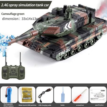 Remote Control Spray Tank for Boys,RC Tank, Smoke Effect, Lights Realistic Sounds,1:24   Battle Tank Toy,Great Christmas Gifts Toy for Kids