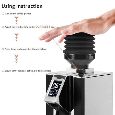 Coffee Grinder Single Dose Hopper for Eureka Mignon Grinder 2 in 1 Function Coffee Grinder Accessories Hopper Hand Pressure Silicone Bellow to Clean and Collect Coffee Grounds