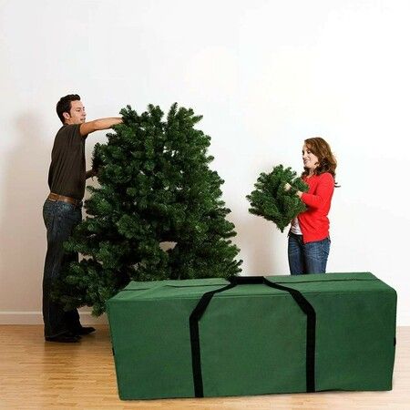 122 x 37 x 52 Green Christmas Tree Storage Bag Extra Large Christmas Storage Containers, 600D Oxford Xmas Holiday Tree Bag with Dual Zipper