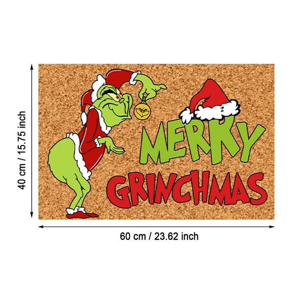 50*80cm Funny Grinch Decor Christmas Door Mat Outdoor Welcome Mat  Christmas Carpet  Door Mats, Anti-Slip Rug Decorations for Home