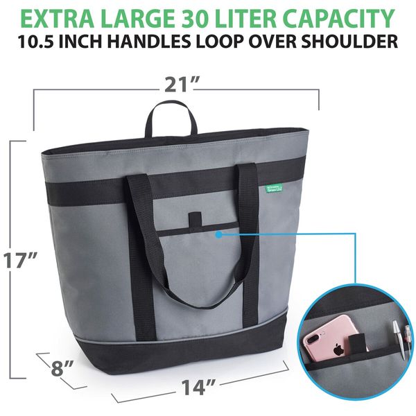 Insulated Cooler Bag (Gray) with HD Thermal Insulation - Premium, Collapsible Soft Cooler Foldable  Food Delivery Bag, Travel  Beach Cooler Bags