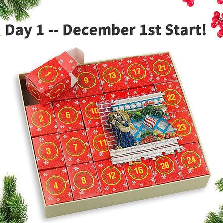 Advent Calendar 2023 Christmas Jigsaw Puzzle - Christmas Emporium, 24 Parts - 1008 Pieces Puzzles Countdown to Christmas, Christmas Gifts for Adults and Kids, Home Decoration