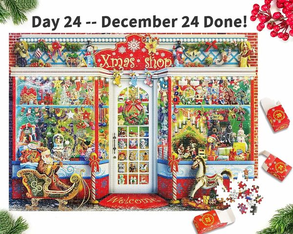 Advent Calendar 2023 Christmas Jigsaw Puzzle - Christmas Emporium, 24 Parts - 1008 Pieces Puzzles Countdown to Christmas, Christmas Gifts for Adults and Kids, Home Decoration