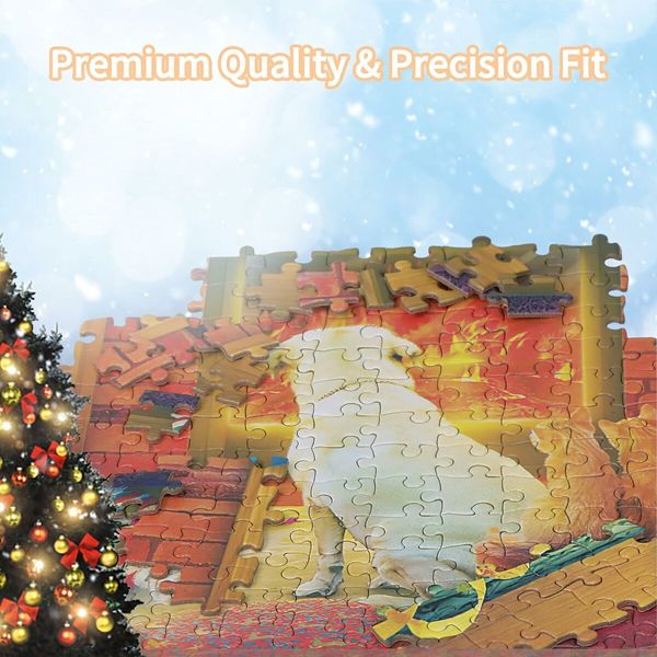 2023 Christmas Jigsaw Puzzles- Christmas by the Fireplace Holiday Puzzles for Adults Kids, 24 Parts 1008 Pieces Jigsaw Puzzles Gift for Countdown to Christmas