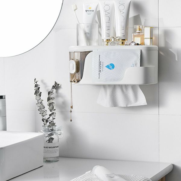 Bathroom Rack Tissue Discharge Makeup Cotton Swabs Mask Skin Care Products Shelf No DrillingGreen