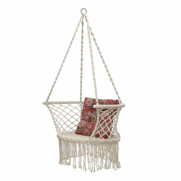 220lbs Hammock Hanging Chair Rope Relax Macrame Swing Seat Cotton HomeGreen