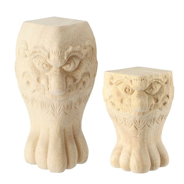 4Pcs 10/15cm European Solid Wood Carving Furniture Foot Legs Unpainted Cabinet Feets Wood Decal15cm