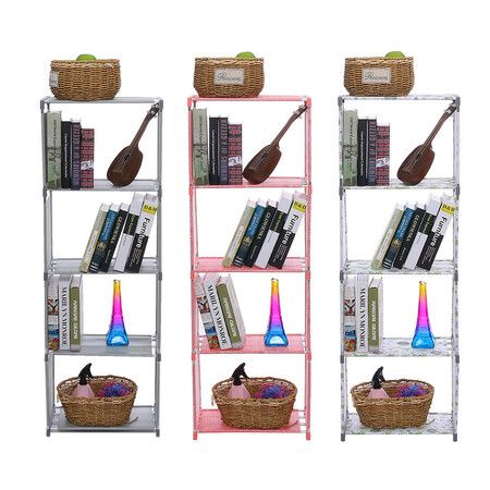 DIY Child Bookcase Stand Shelf Bookshelf Cube Shelf Storage Shelf File Shelf Creative Combination Layer ShelfGrey