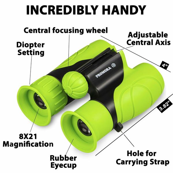 8*21 Magnification Binoculars for Kids, Set with Magnifying Glass And Compass Christmas Toys for Kids(Green)