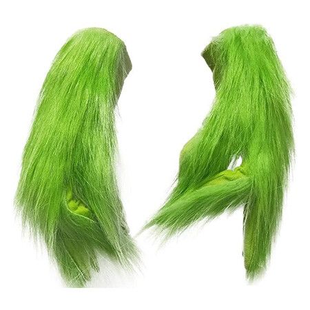 Grinch Mask & Gloves Cosplay Set Green Monster Costume Accessories for Adult Christmas and Halloween Events