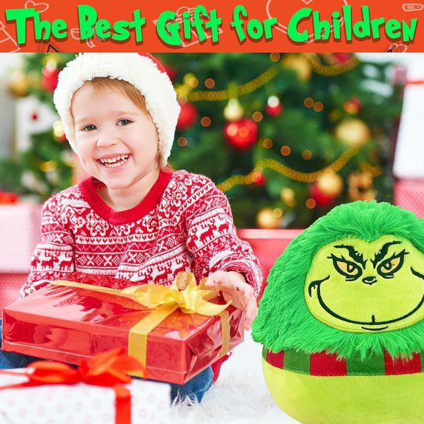 Christmas Stuffed Animal Plush Green Monster Plush Toy, Christmas Pillow Soft and Comfortable, Suitable as a Gift for Boys and Girls 25cm